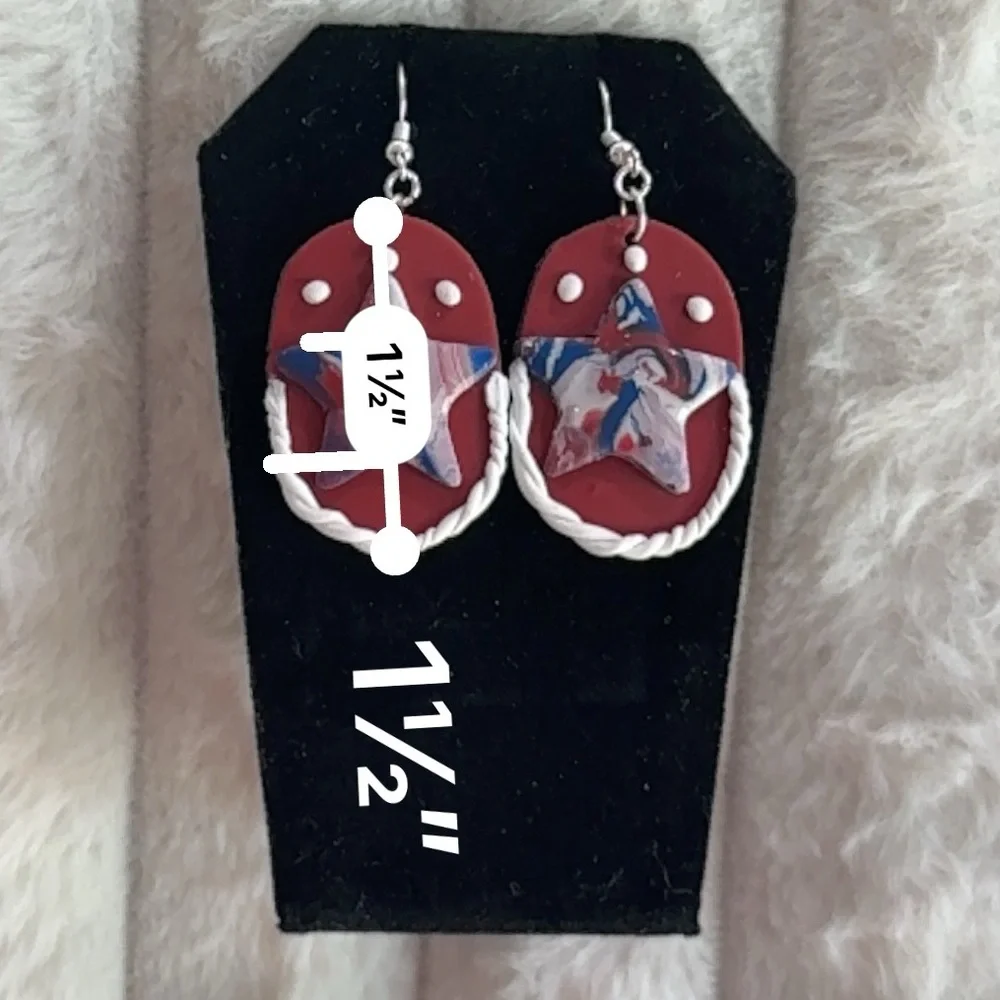 Red white & Blue Star Earrings
